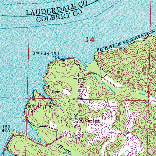 Topographic Map of Chickasaw Post Office (historical), AL