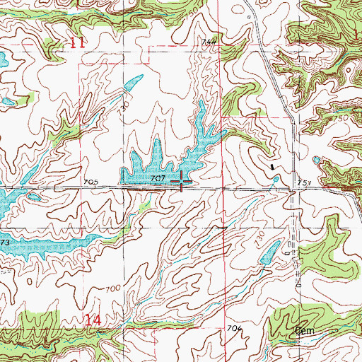 Topographic Map of Harrell Lake North Dam, IL