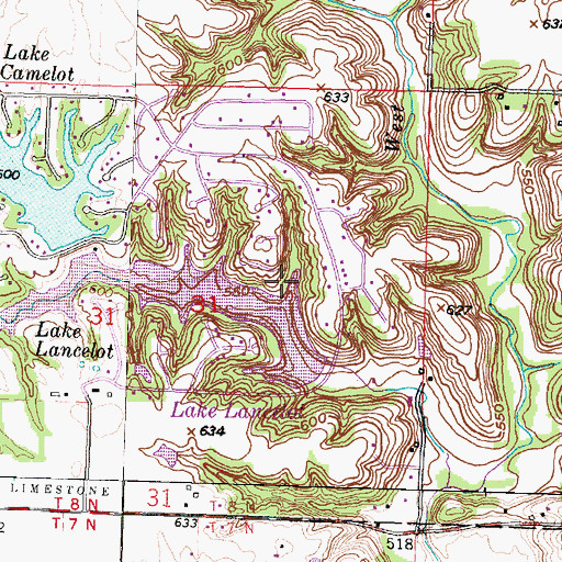 Topographic Map of Lake Lancelot Dam, IL
