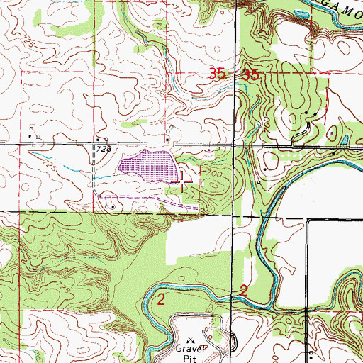Topographic Map of Trautman Lake Dam, IL