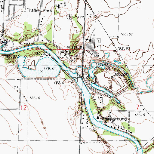Topographic Map of Vermilion River Dam, IL