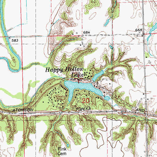 Topographic Map of Happy Hollow Lake Number 2 Dam, IL