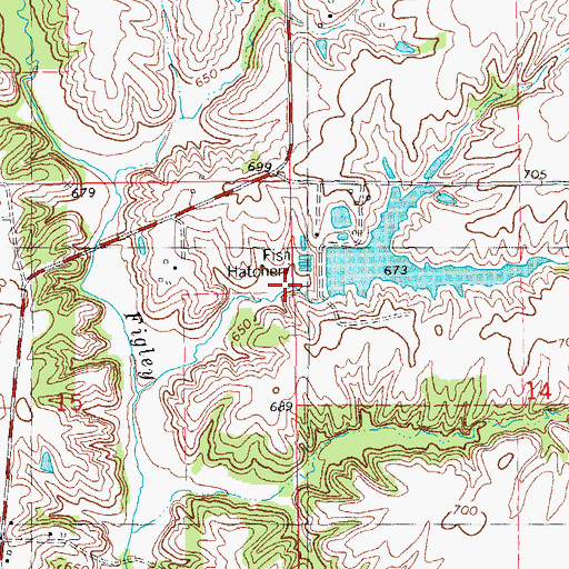 Topographic Map of Harrell Lake Dam South, IL