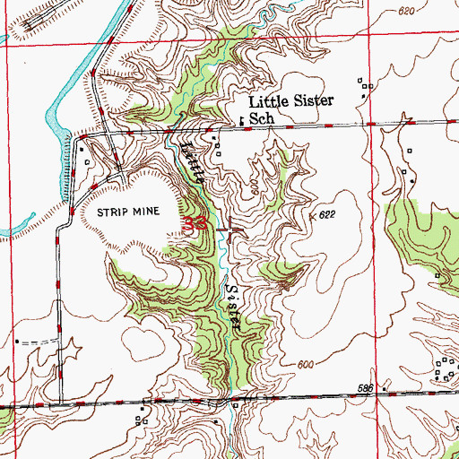 Topographic Map of Little Sister Lake Dam, IL