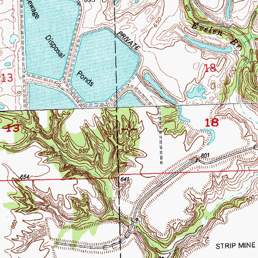 Topographic Map of Evelen Lake Dam, IL