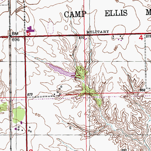 Topographic Map of Heller Lake Dam, IL