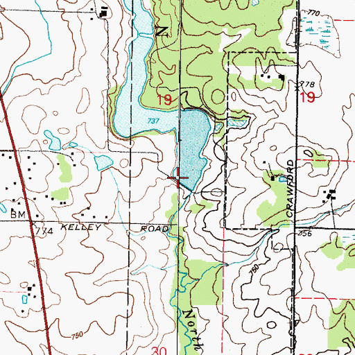 Topographic Map of Elmwood Farms Lake Dam, IL