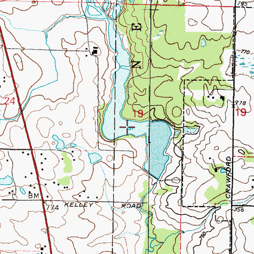 Topographic Map of Elmwood Farms Lake, IL