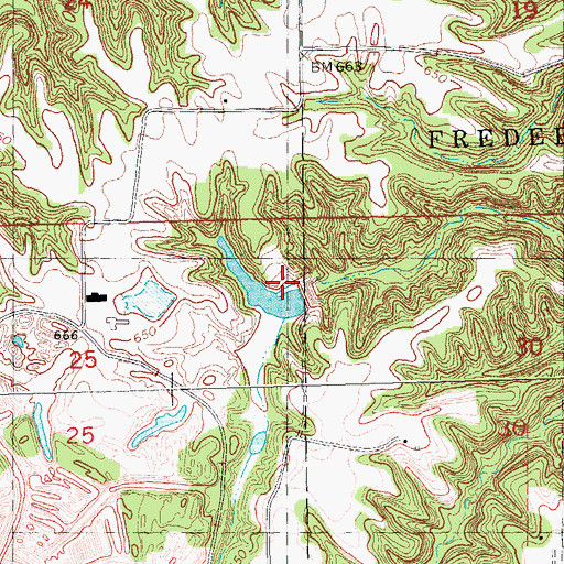Topographic Map of Peabody Lake Dam, IL