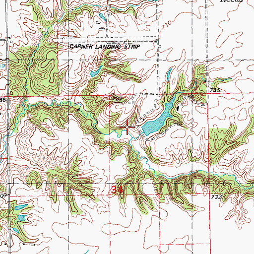 Topographic Map of Carner Lake Dam, IL