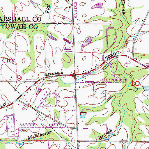 Topographic Map of Fenton Post Office, AL