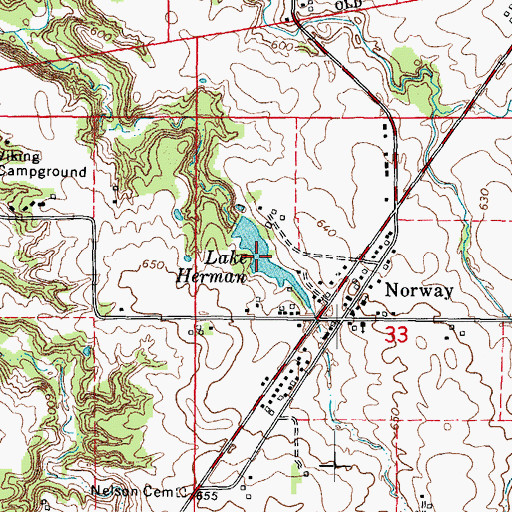 Topographic Map of Lake Herman Dam, IL