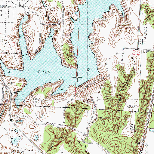 Topographic Map of Duck Creek Reservoir Dam, IL