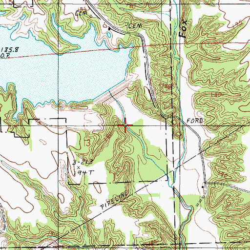 Topographic Map of Mill Creek Watershed Structure Number 1 Dam, IL