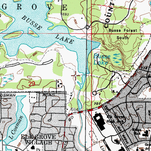 Topographic Map of Busse Woods Reservoir, IL