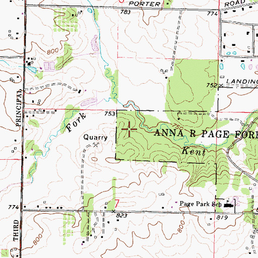 Topographic Map of Page Park Dam, IL