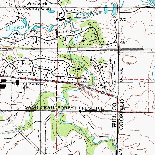 Topographic Map of Sauk Trail Dam, IL