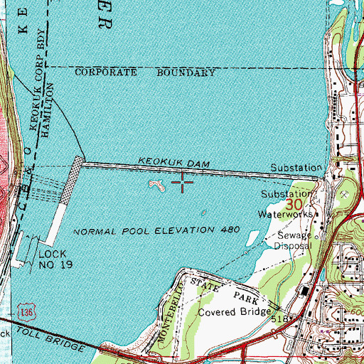 Topographic Map of Mississippi Lock Number 019, IL