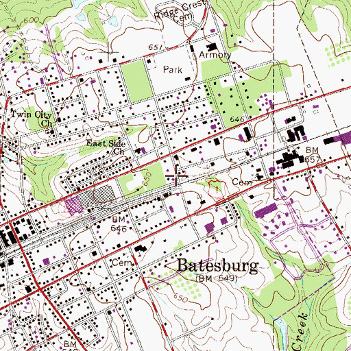 Topographic Map of Batesburg-Leesville, SC