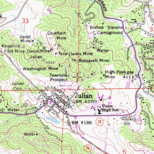 Topographic Map of Eagle Mine, CA