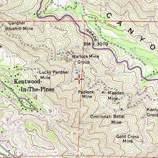 Topographic Map of Gopher Mine, CA