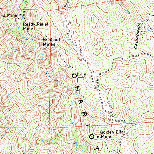 Topographic Map of Poorman Mine, CA