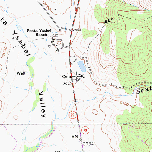 Topographic Map of Santa Ysabel Chapel, CA