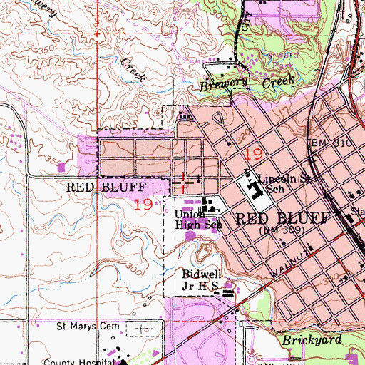 Topographic Map of Church of God, CA