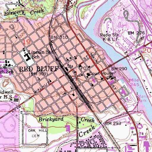 Topographic Map of First Baptist Church, CA