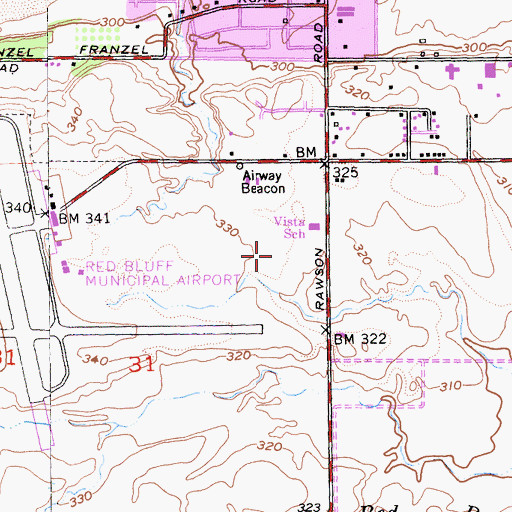 Topographic Map of Fry Field, CA