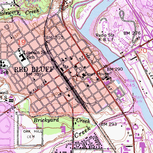 Topographic Map of Tehama County Courthouse, CA