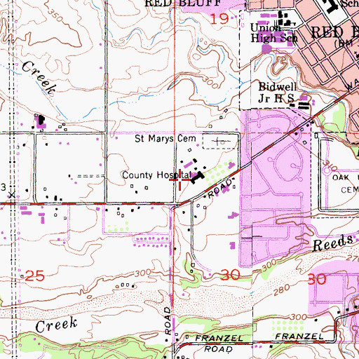 Topographic Map of Tehama County Health Center, CA