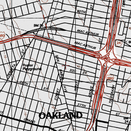 Topographic Map of Hoover Elementary School, CA