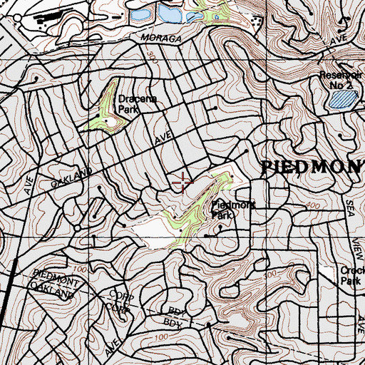 Topographic Map of Piedmont Adult School, CA