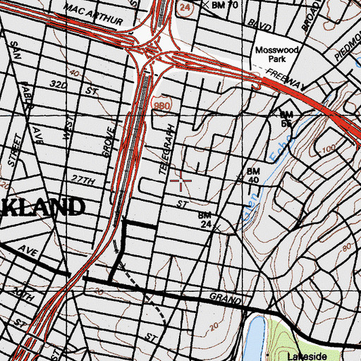 Topographic Map of Street Academy Alternative High School, CA