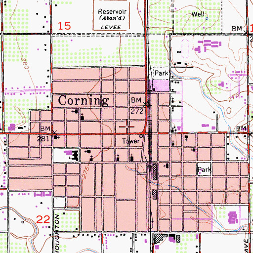 Topographic Map of Corning Branch Tehama County Library, CA