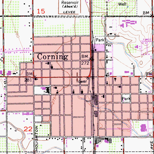 Topographic Map of Corning City Hall, CA