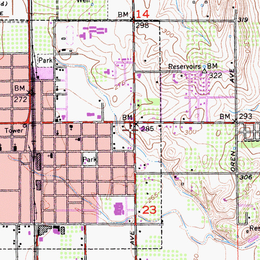 Topographic Map of Corning Memorial Hospital (historical), CA