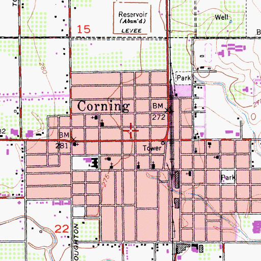 Topographic Map of Corning Post Office, CA