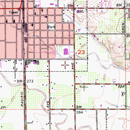Topographic Map of Maywood Middle School, CA