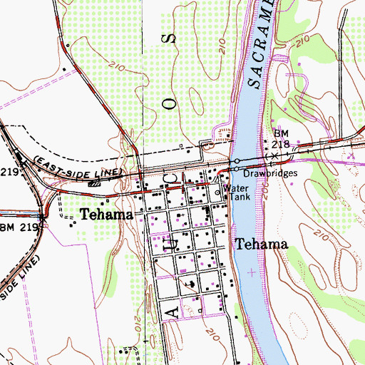 Topographic Map of Tehama Post Office, CA