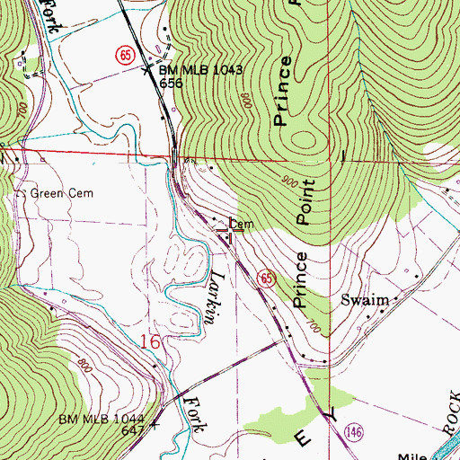 Topographic Map of Larkin Fork Post Office, AL
