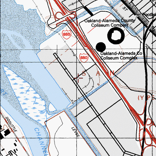 Topographic Map of Oakland Executive Center, CA