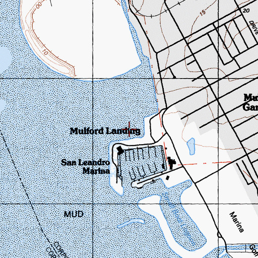 Topographic Map of San Leandro Yacht Club, CA