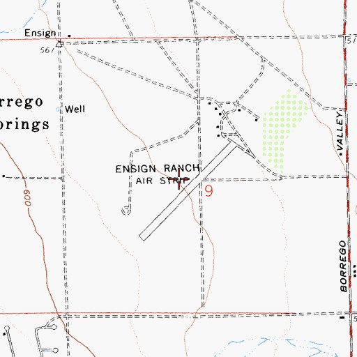 Topographic Map of Ensign Ranch Air Strip (historical), CA