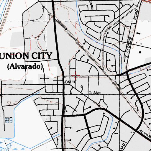 Topographic Map of Alvarado Post Office, CA