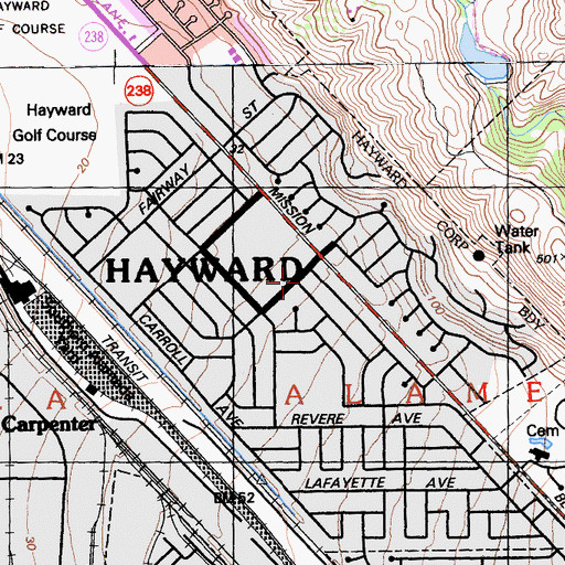 Topographic Map of American Heritage Christian School, CA