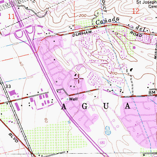 Topographic Map of Arroyo Agua Caliente Park, CA