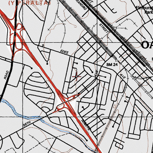 Topographic Map of Brookfield Village, CA