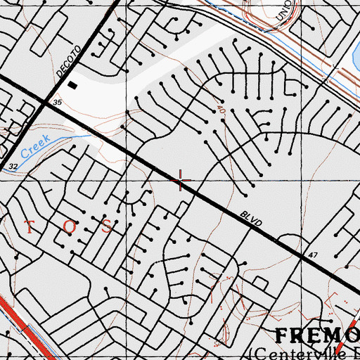 Topographic Map of Centerville Branch Alameda County Library, CA